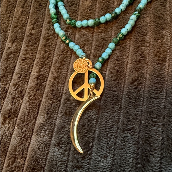 Victoria Emerson Turquoise Necklace with Gold Charm - Picture 2 of 3